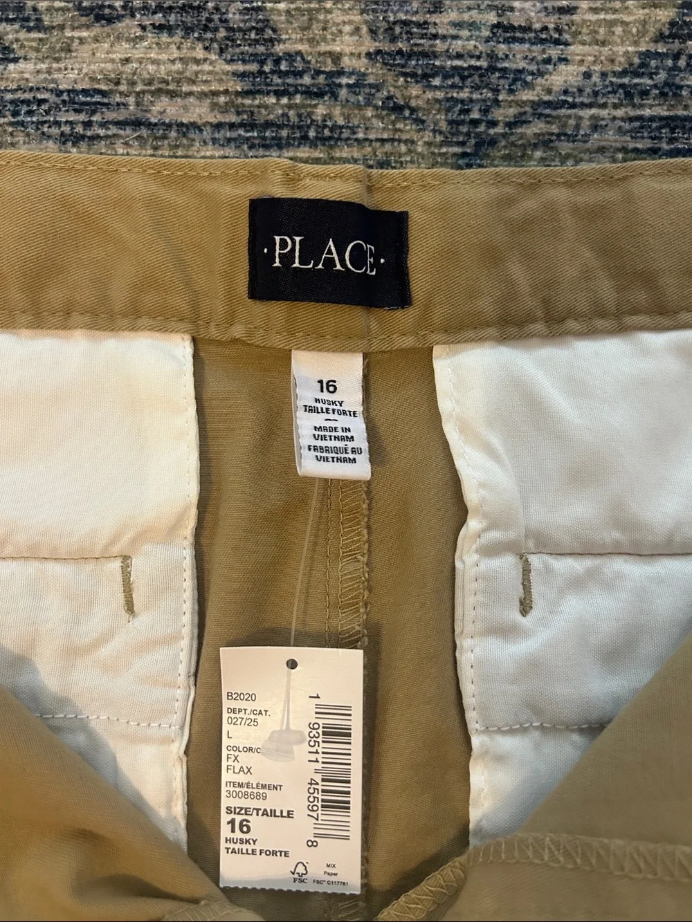 The Children's Place Tan Stretch Chino Shorts size 16 husky- adjustable waist